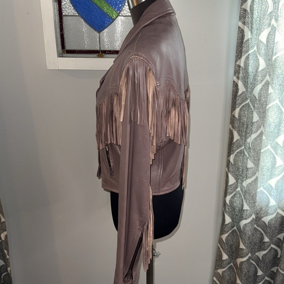 Fidelity Outerwear Buttery Soft Fringed Leather Jacket Western Dusty Purple SZ14 - Picture 4 of 10